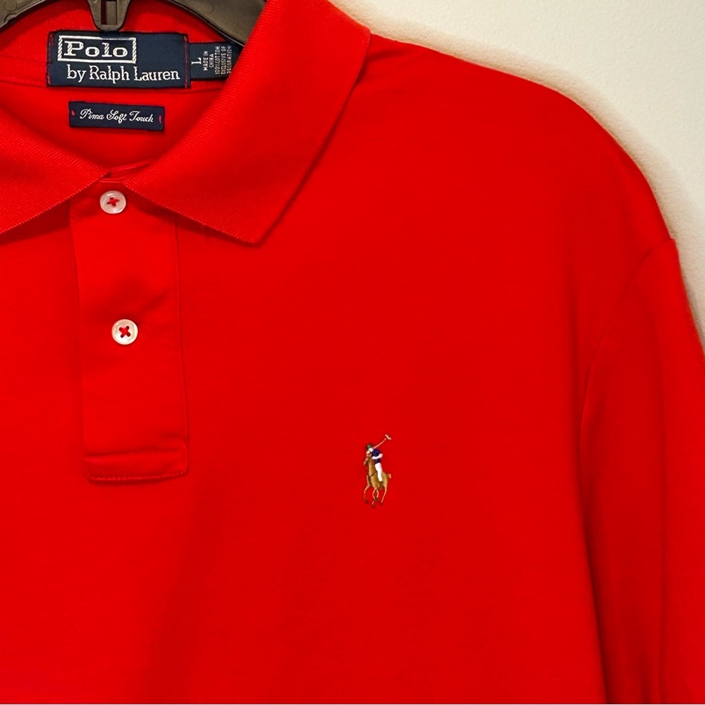 Ralph Lauren Men’s Large Prima Soft Touch Bright Red Polo.